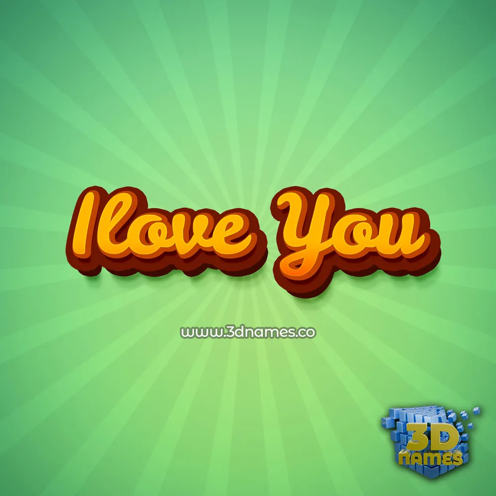 ilove you in Green Rays style - 3D name wallpaper