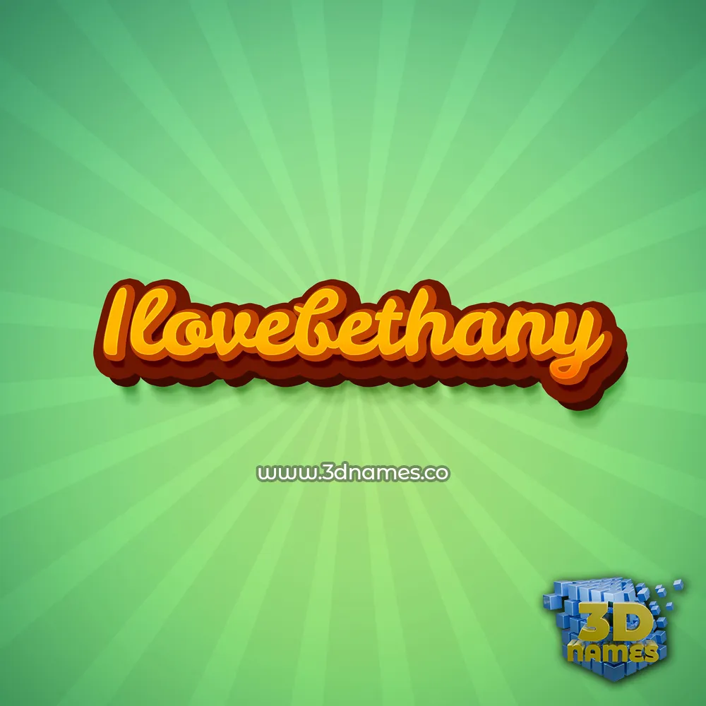 ilovebethany in Green Rays style - 3D name wallpaper