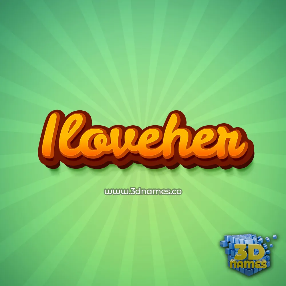 iloveher in Green Rays style - 3D name wallpaper