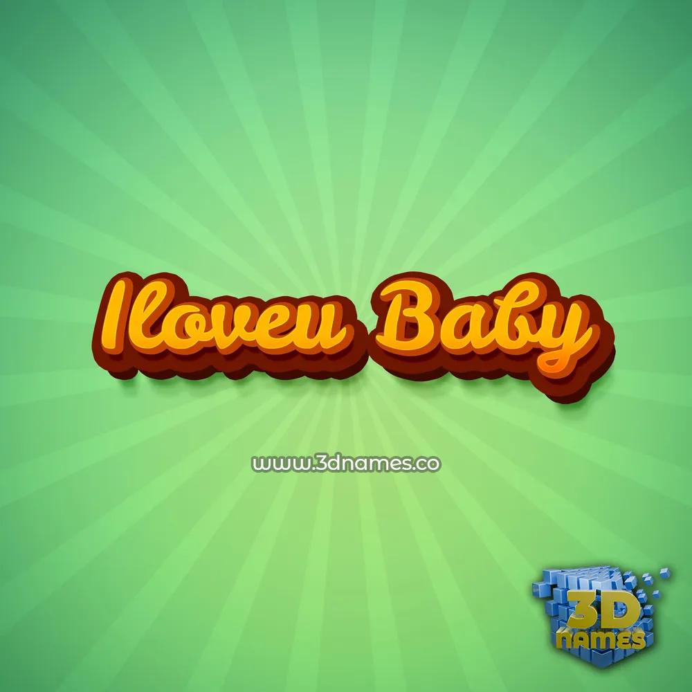 iloveu baby in Green Rays style - 3D name wallpaper