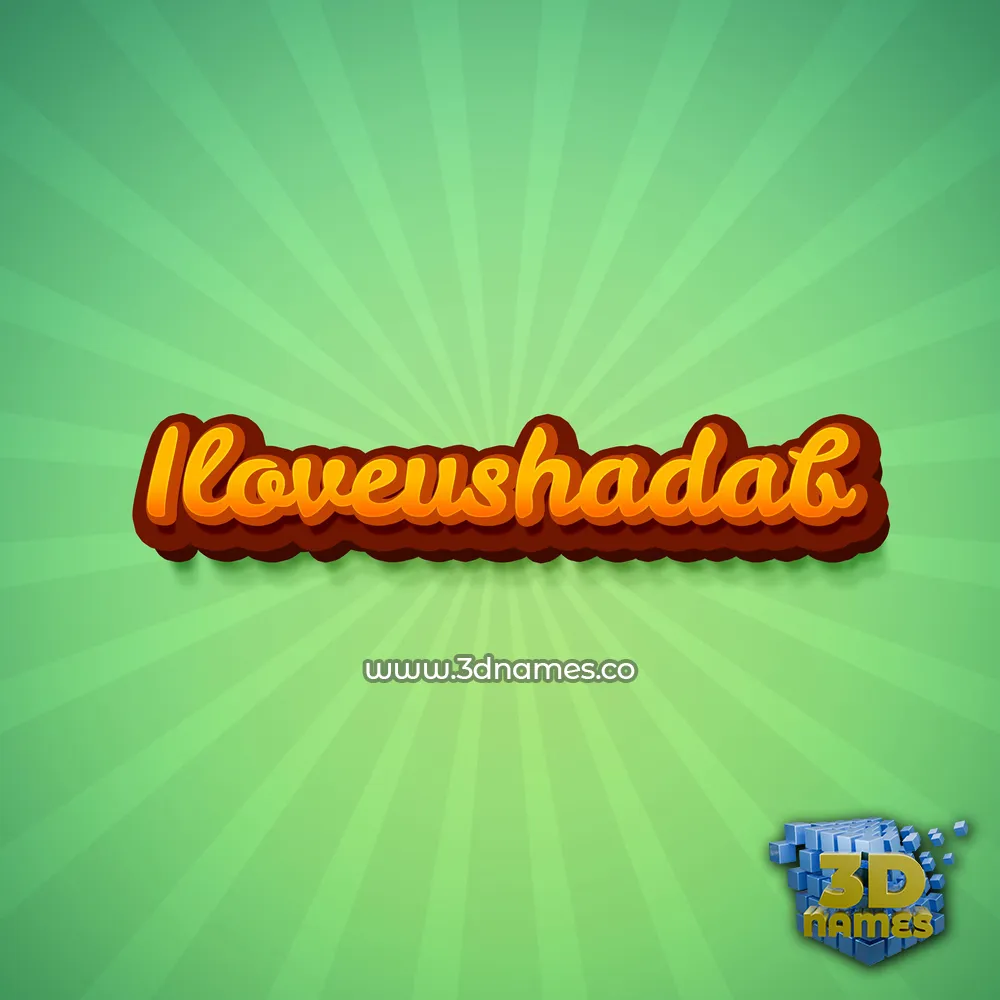 iloveushadab in Green Rays style - 3D name wallpaper