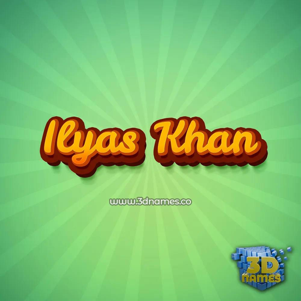 ilyas khan in Green Rays style - 3D name wallpaper