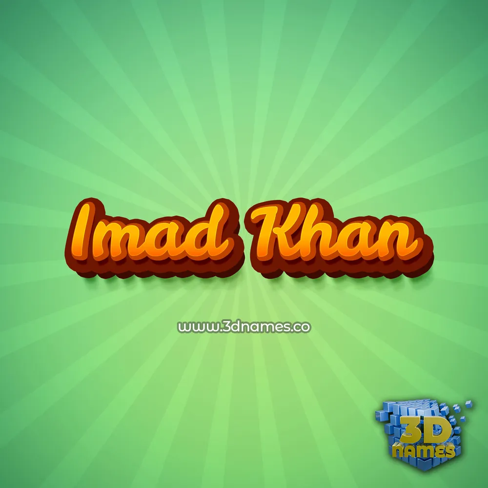 imad khan in Green Rays style - 3D name wallpaper