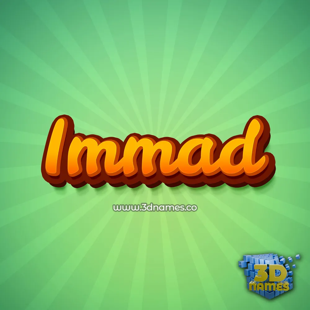 immad in Green Rays style - 3D name wallpaper