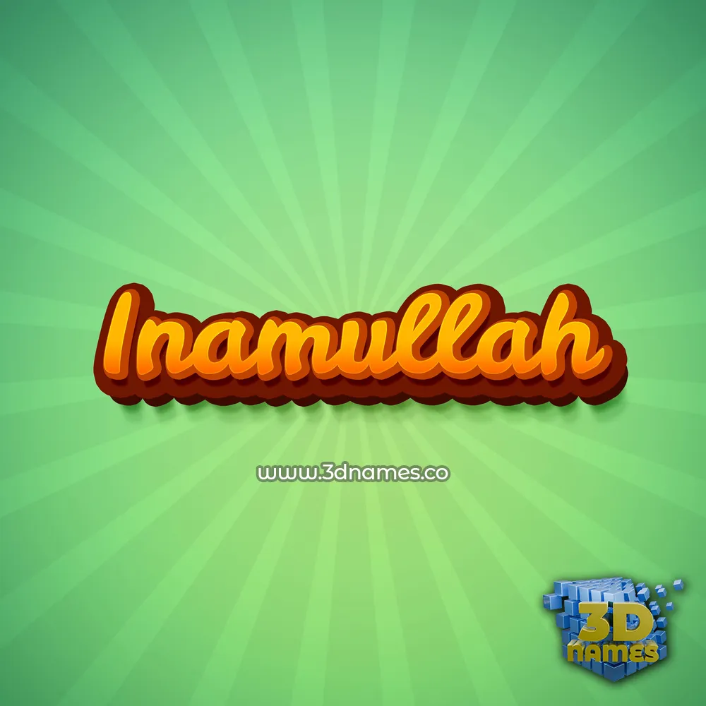 inamullah in Green Rays style - 3D name wallpaper
