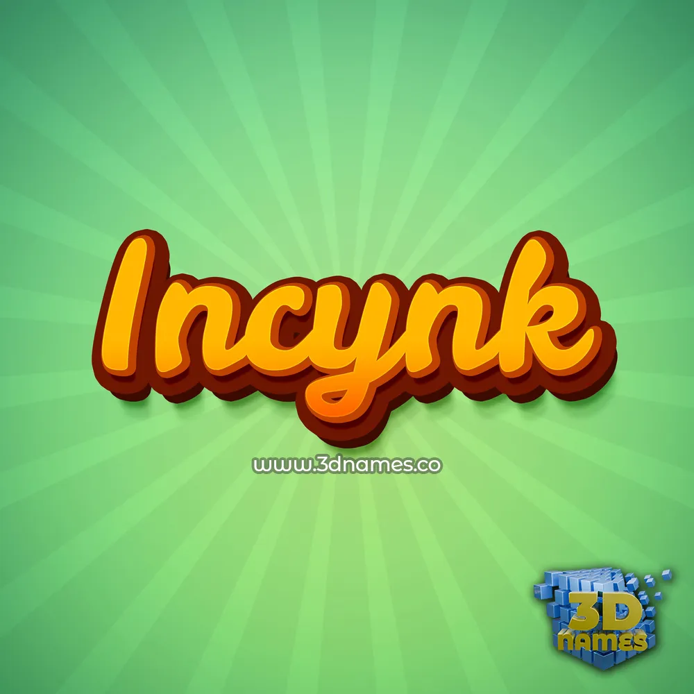 incynk in Green Rays style - 3D name wallpaper