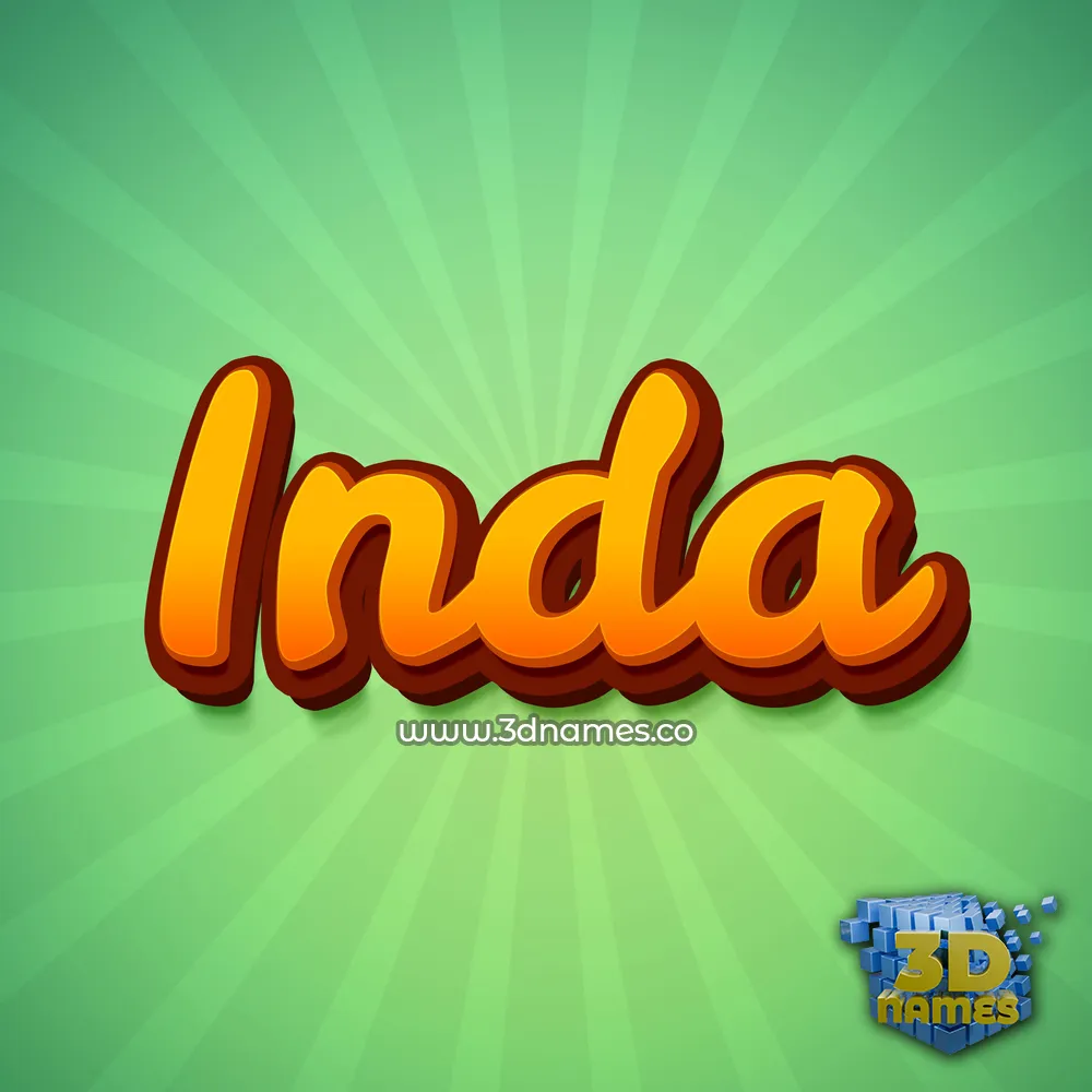inda in Green Rays style - 3D name wallpaper