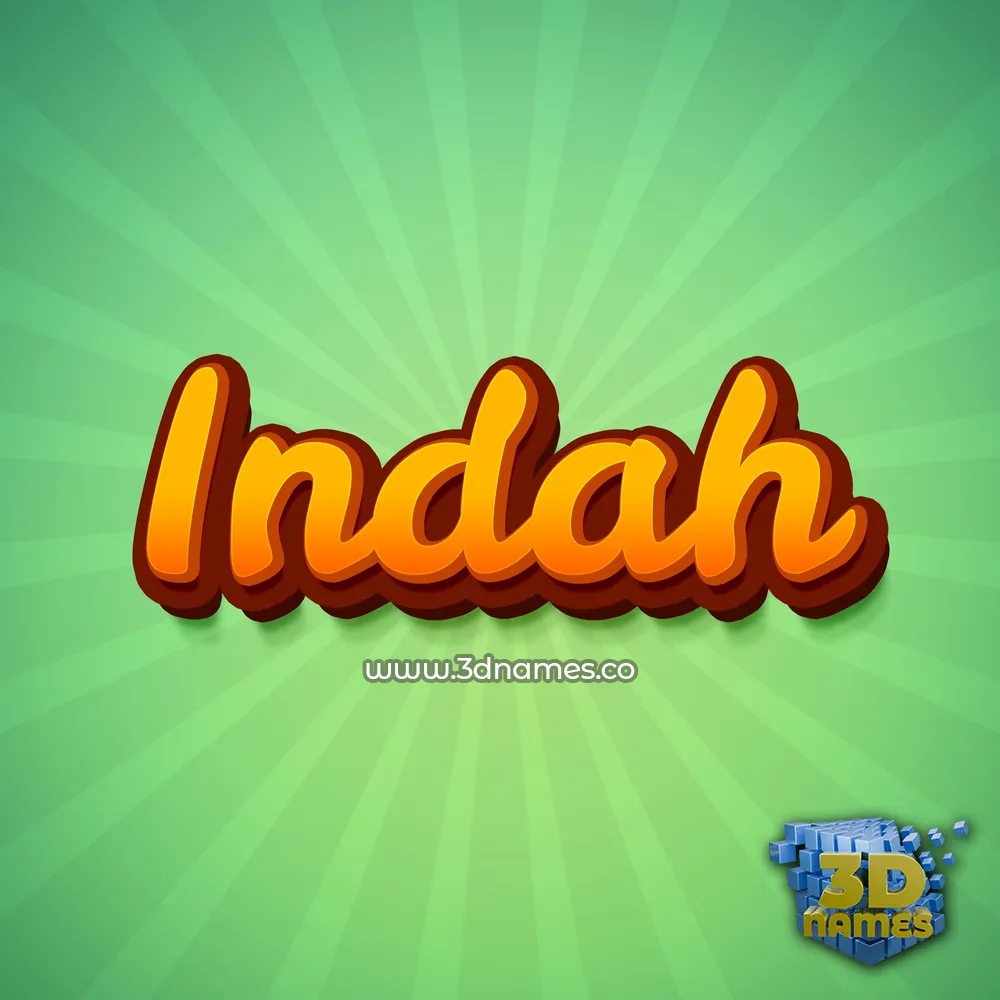 indah in Green Rays style - 3D name wallpaper