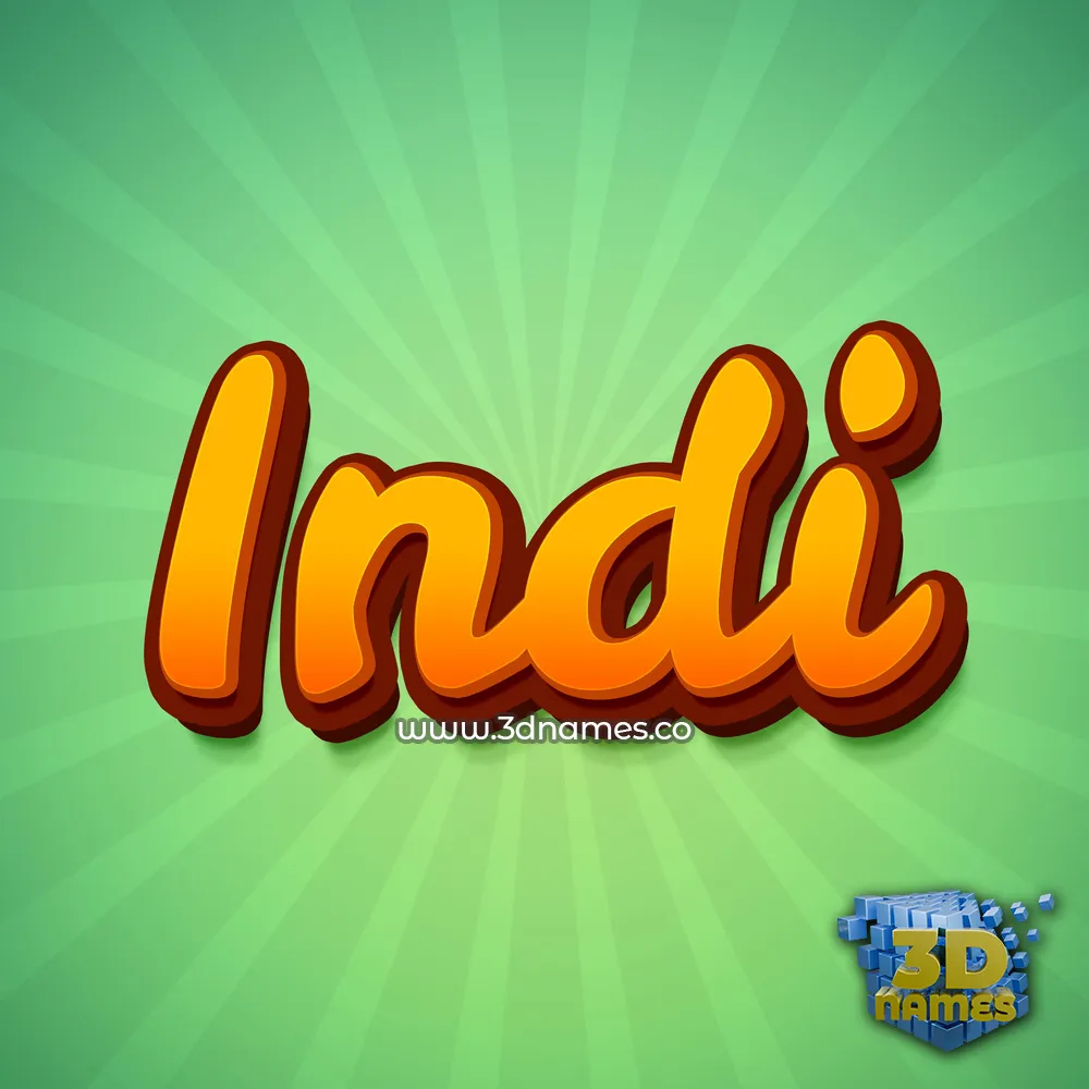 indi in Green Rays style - 3D name wallpaper