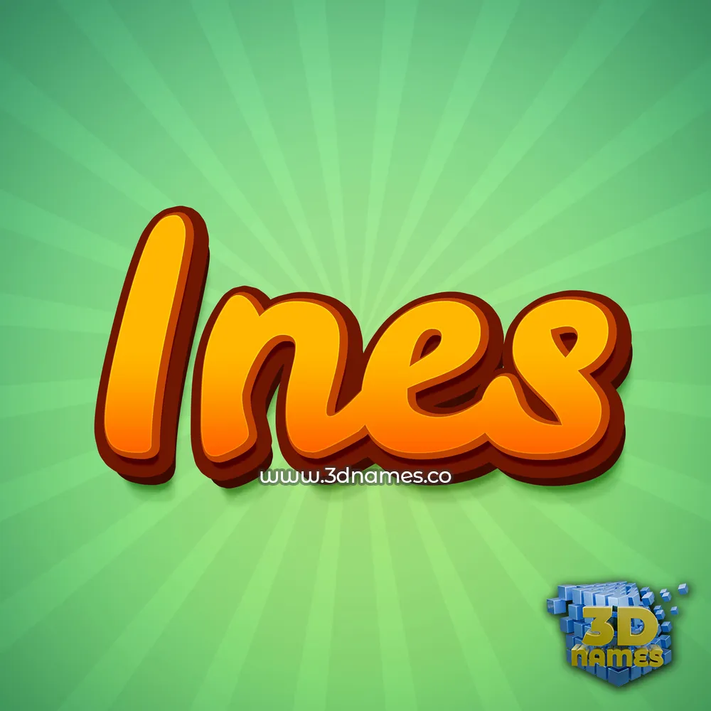 ines in Green Rays style - 3D name wallpaper