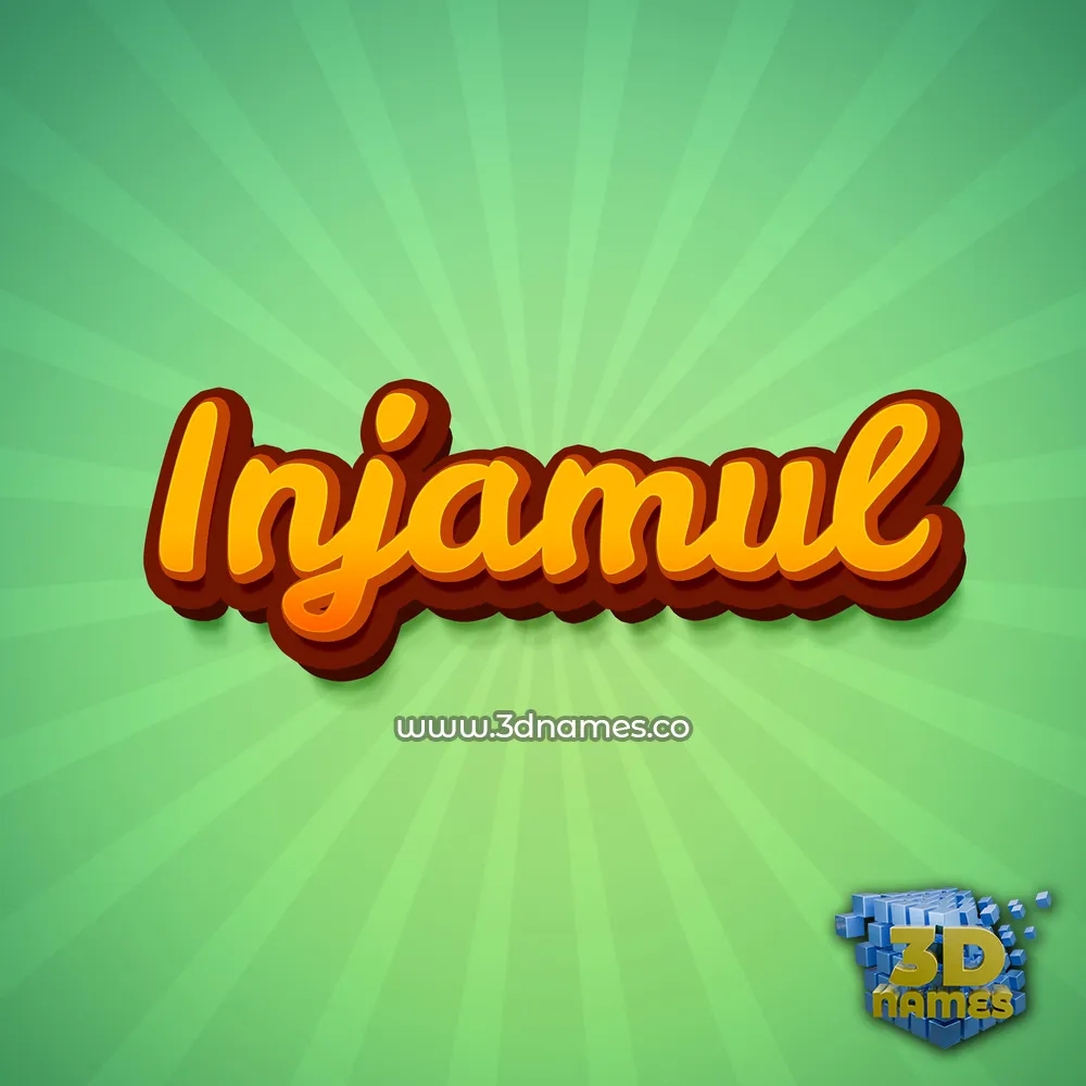 injamul in Green Rays style - 3D name wallpaper