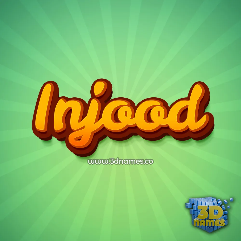 injood in Green Rays style - 3D name wallpaper