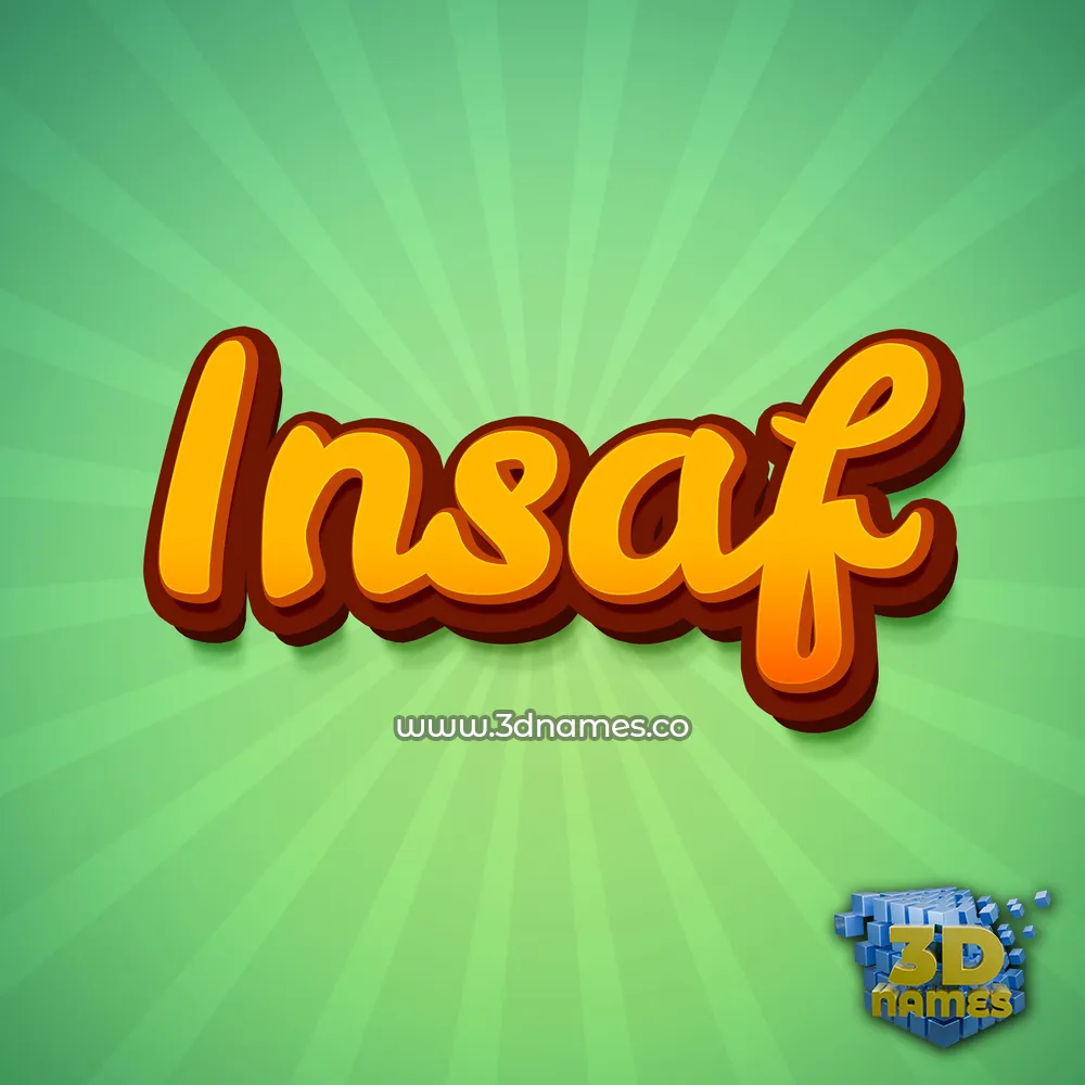 insaf in Green Rays style - 3D name wallpaper