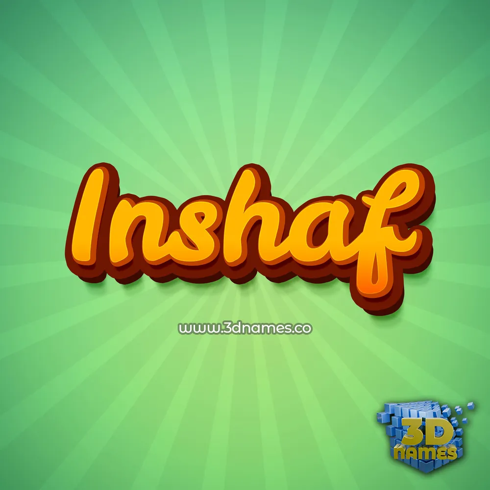 inshaf in Green Rays style - 3D name wallpaper