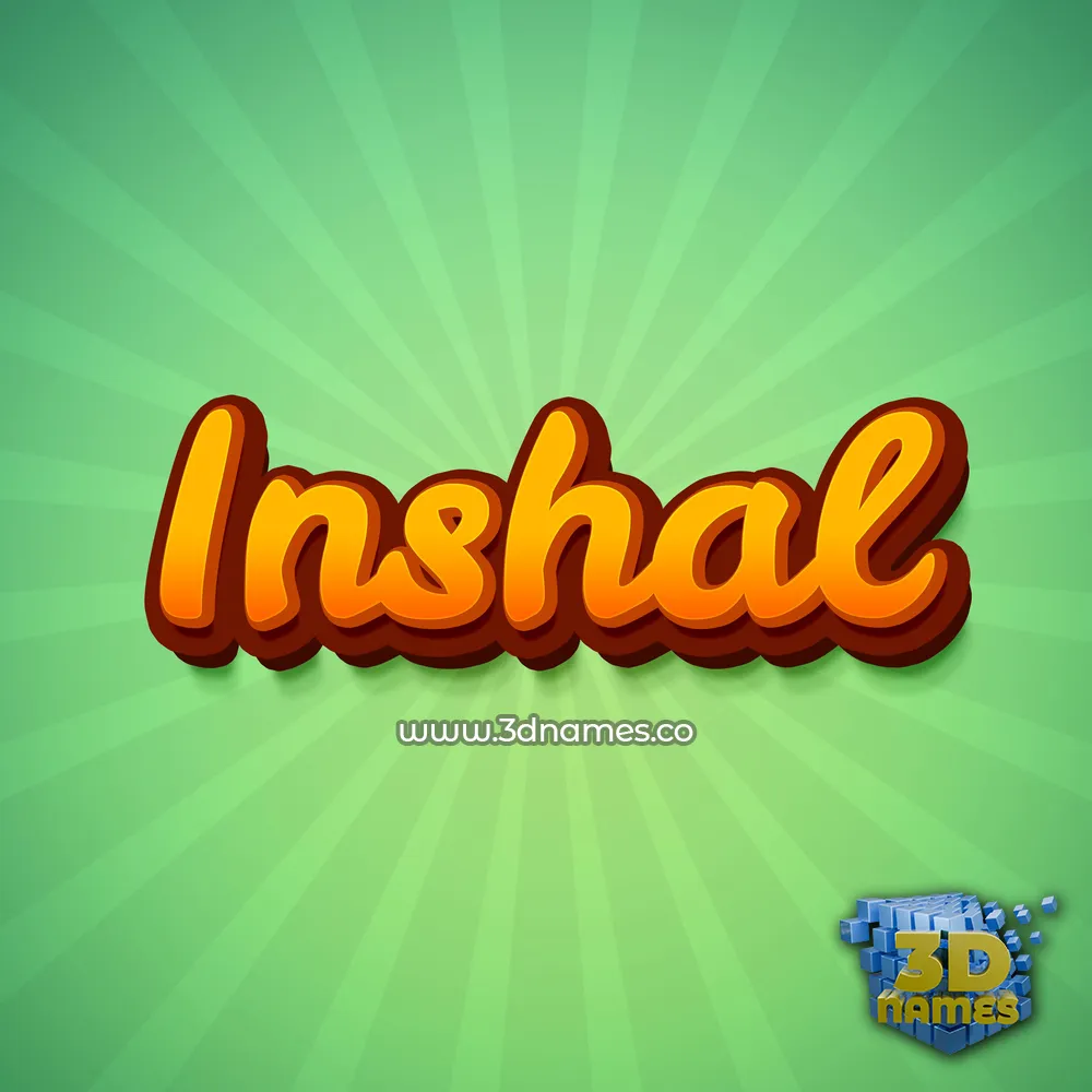 inshal in Green Rays style - 3D name wallpaper