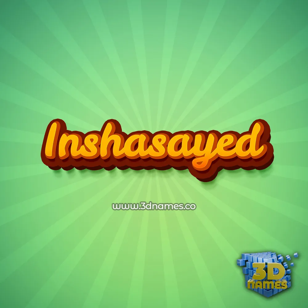 inshasayed in Green Rays style - 3D name wallpaper