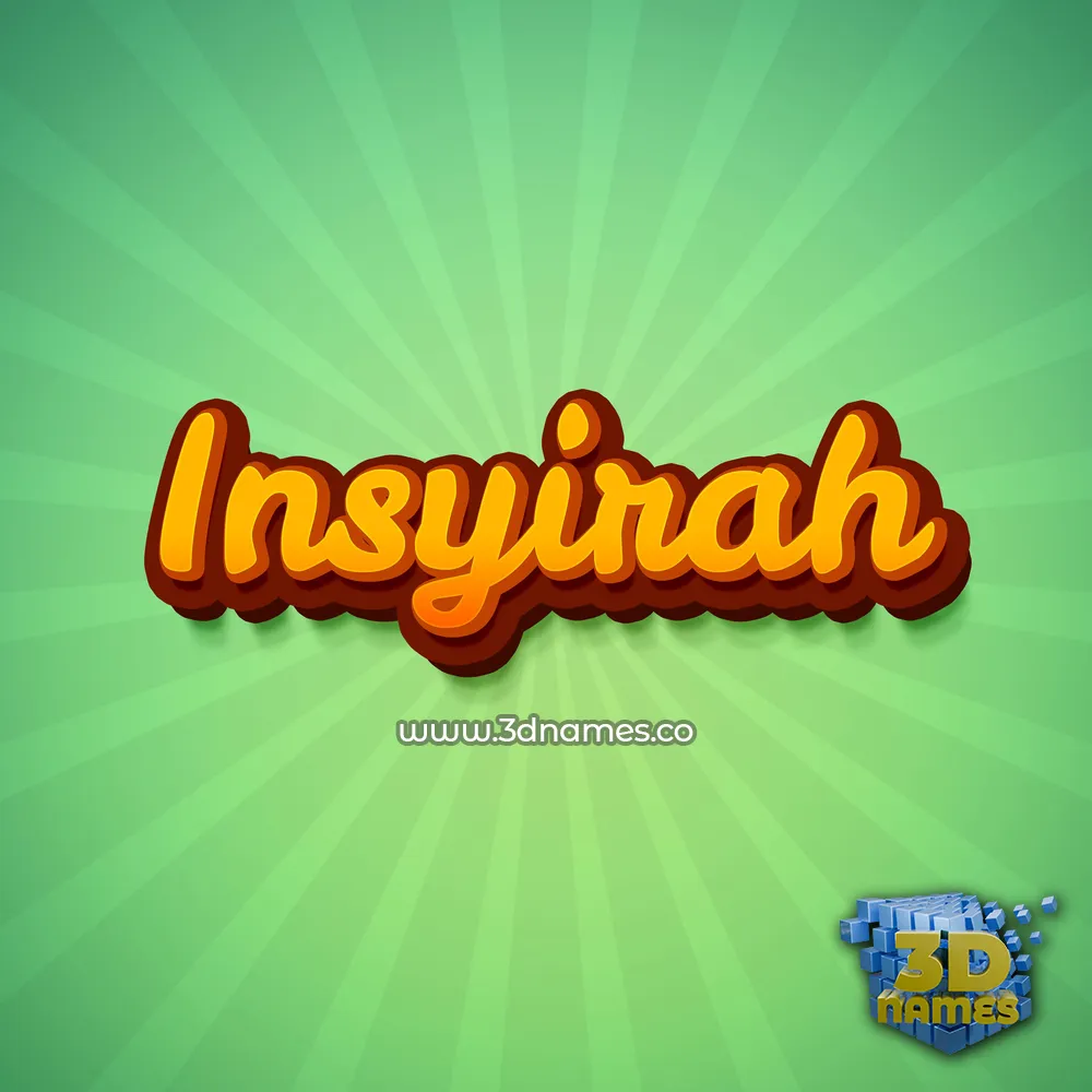 insyirah in Green Rays style - 3D name wallpaper
