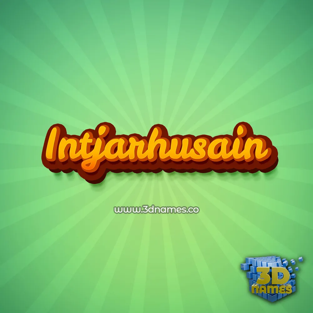 intjarhusain in Green Rays style - 3D name wallpaper