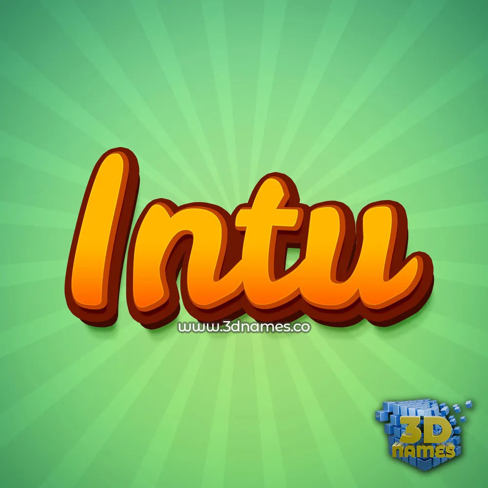 intu in Green Rays style - 3D name wallpaper