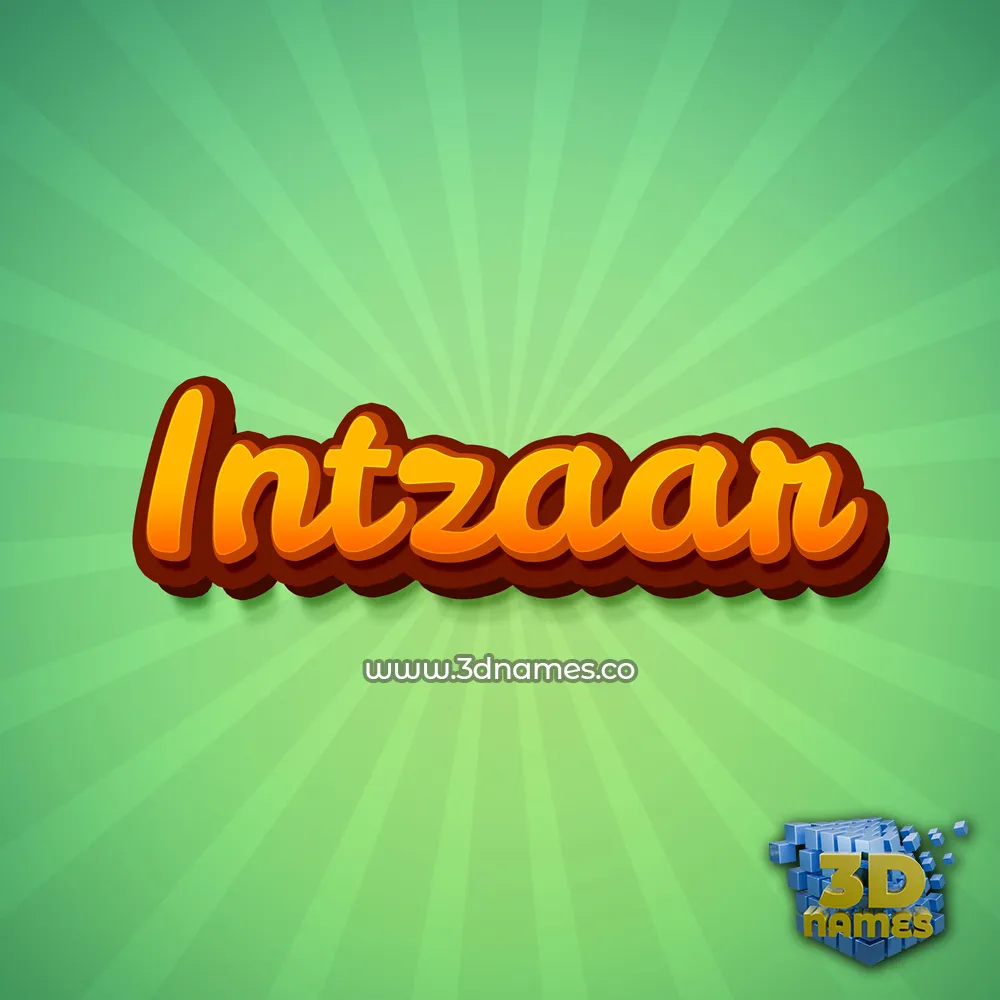 intzaar in Green Rays style - 3D name wallpaper