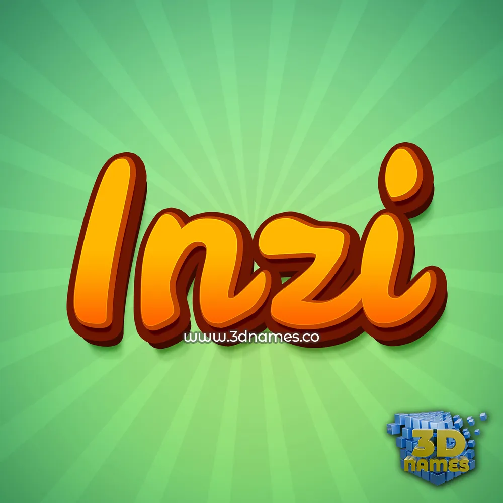 inzi in Green Rays style - 3D name wallpaper