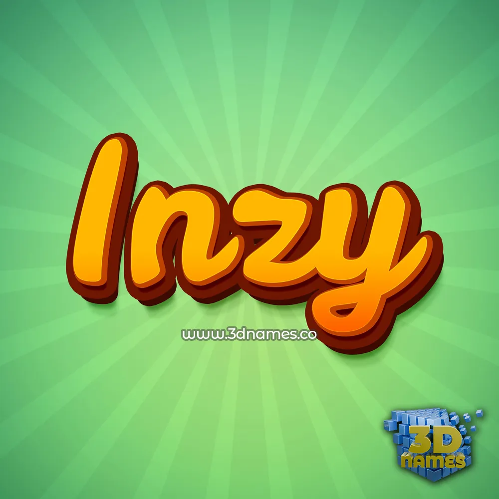 inzy in Green Rays style - 3D name wallpaper