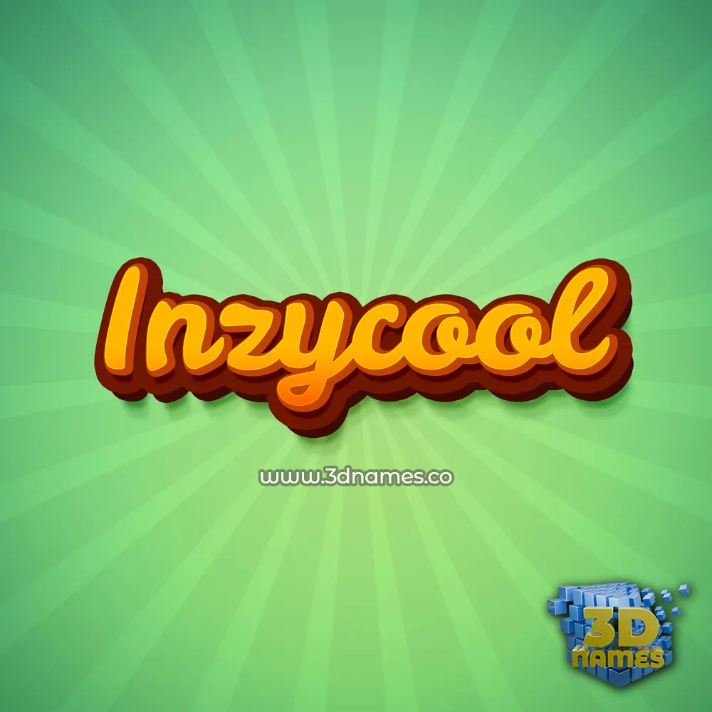 inzycool in Green Rays style - 3D name wallpaper