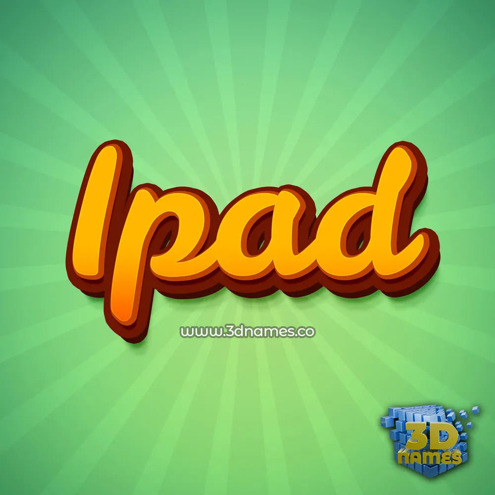 ipad in Green Rays style - 3D name wallpaper