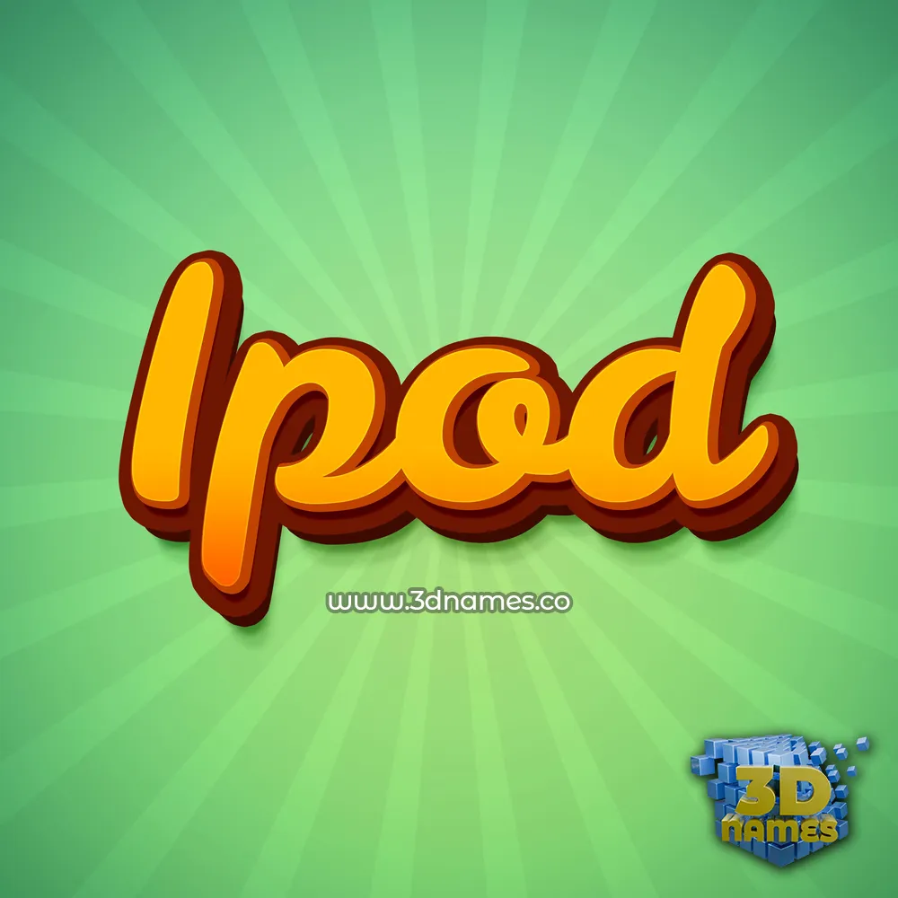 ipod in Green Rays style - 3D name wallpaper