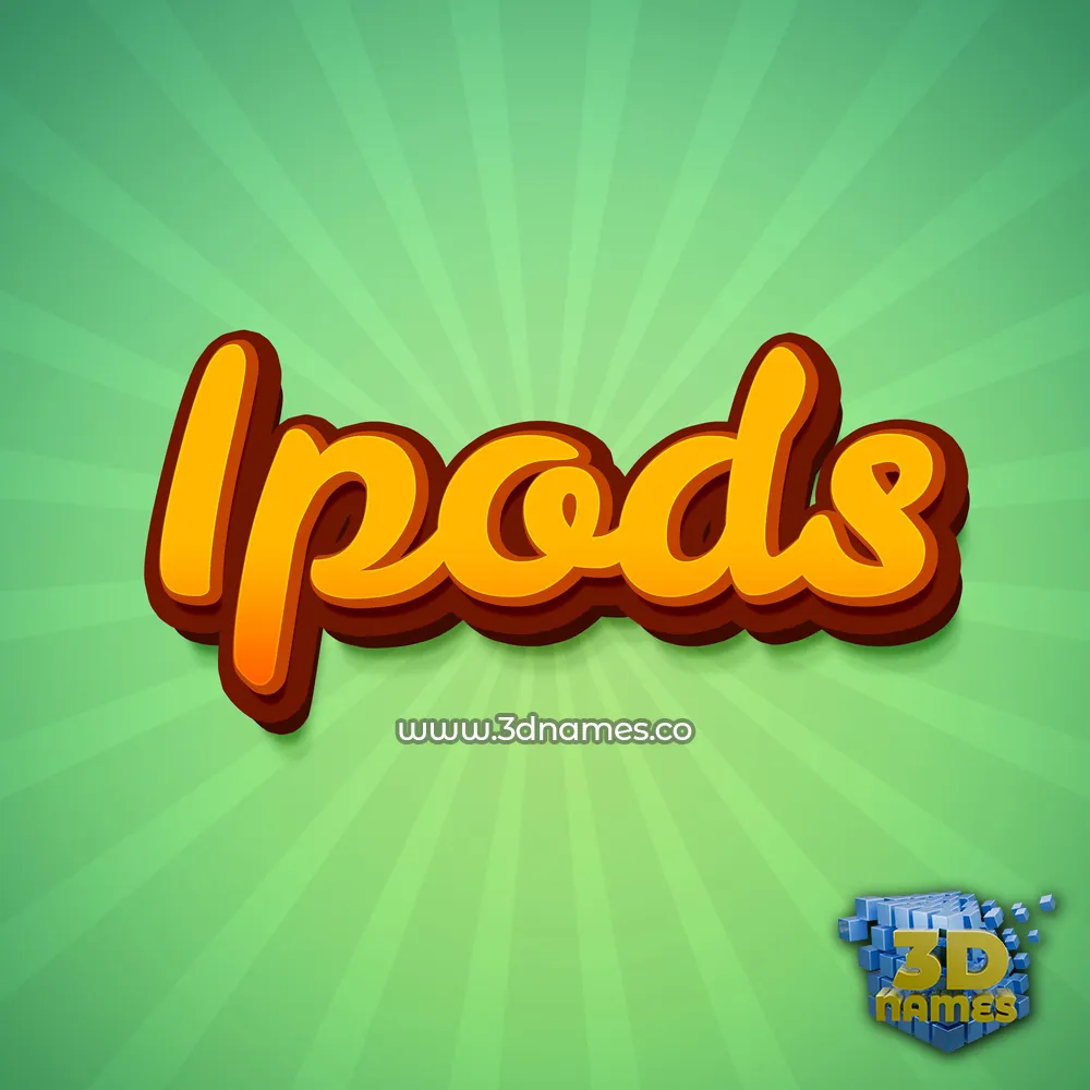 ipods in Green Rays style - 3D name wallpaper