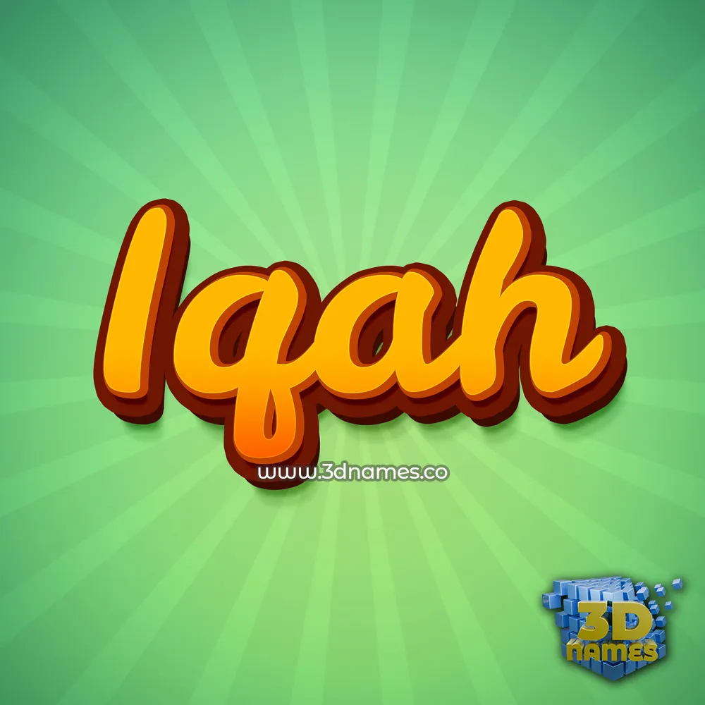 iqah in Green Rays style - 3D name wallpaper