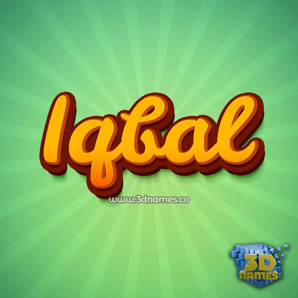 iqbal in Green Rays style - 3D name wallpaper