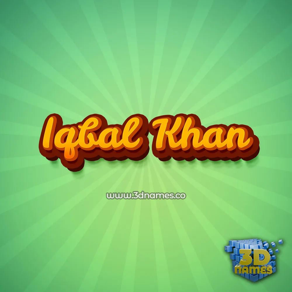 iqbal khan in Green Rays style - 3D name wallpaper