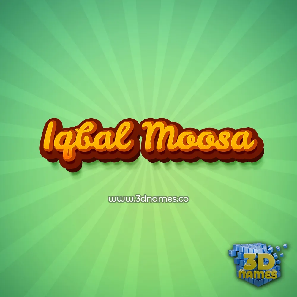 iqbal moosa in Green Rays style - 3D name wallpaper