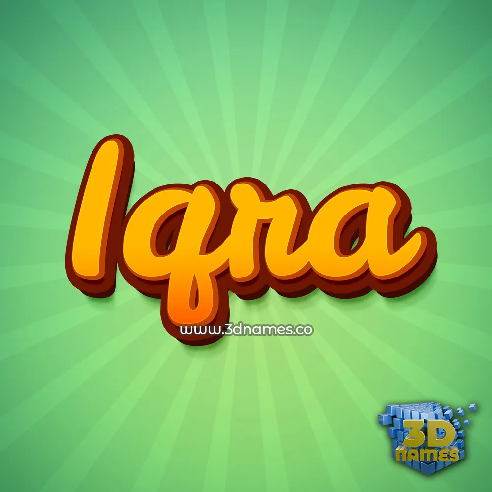 iqra in Green Rays style - 3D name wallpaper