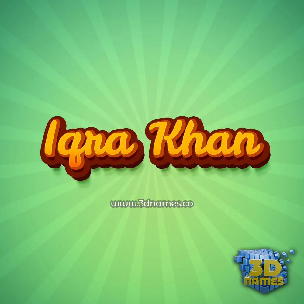 iqra khan in Green Rays style - 3D name wallpaper