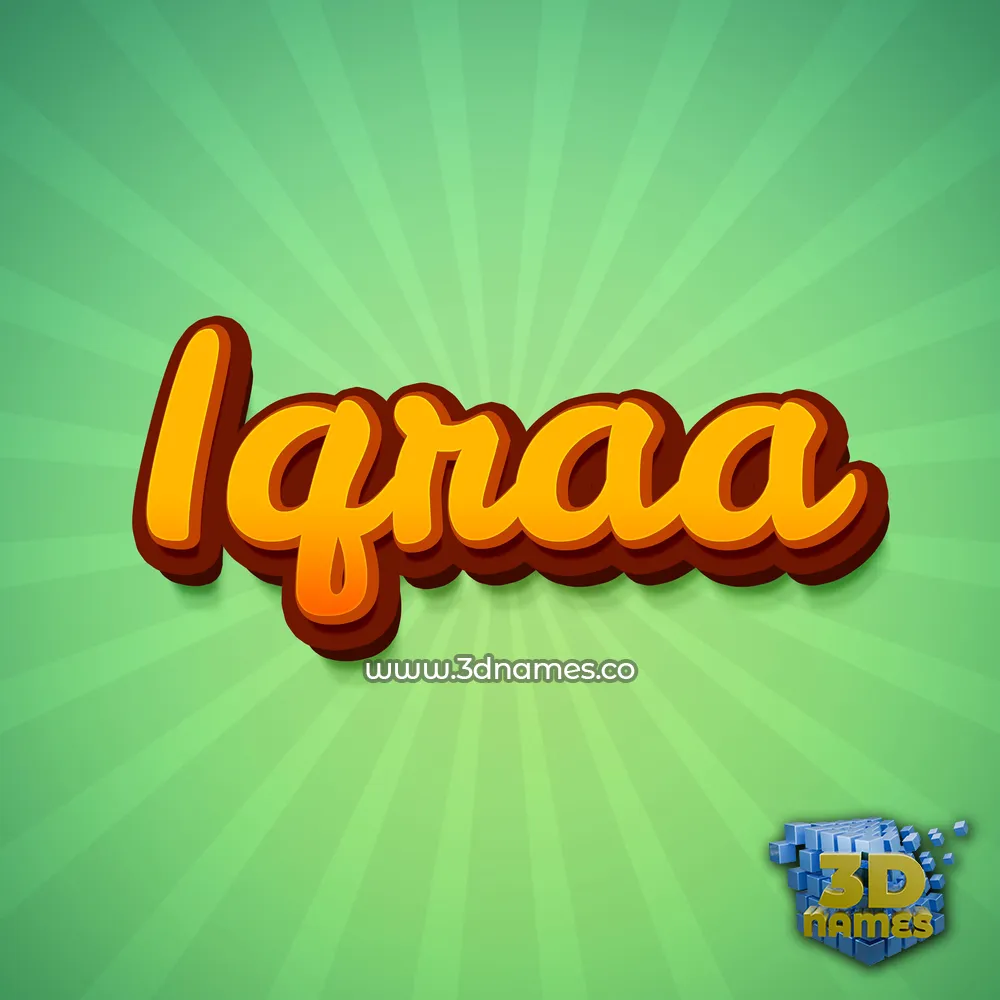 iqraa in Green Rays style - 3D name wallpaper
