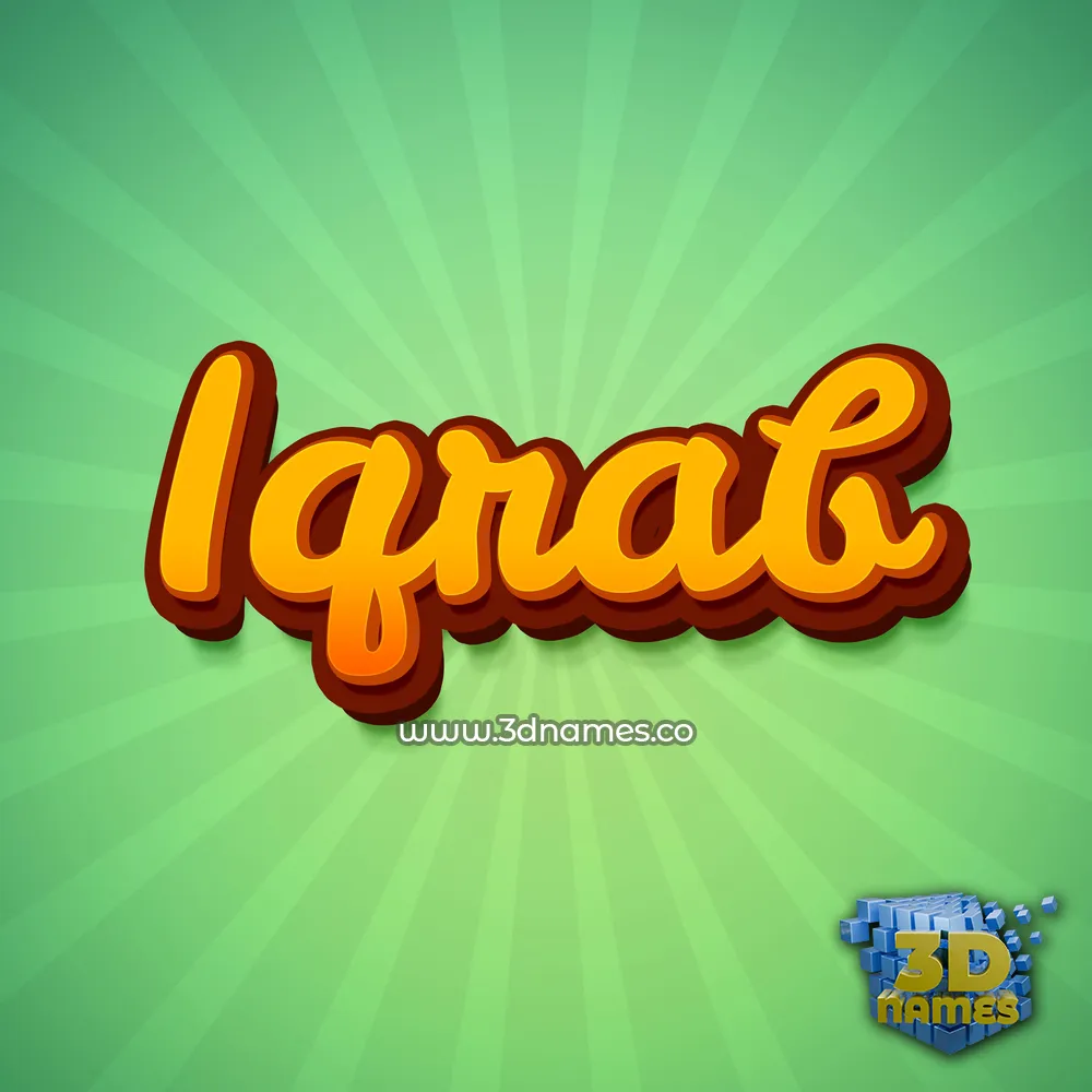 iqrab in Green Rays style - 3D name wallpaper