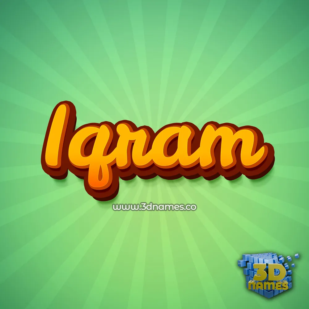 iqram in Green Rays style - 3D name wallpaper