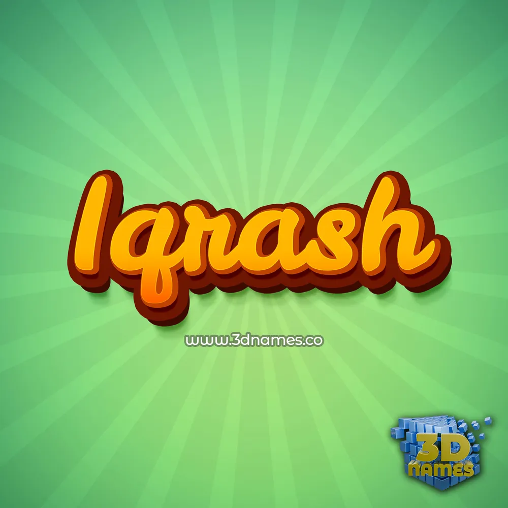 iqrash in Green Rays style - 3D name wallpaper