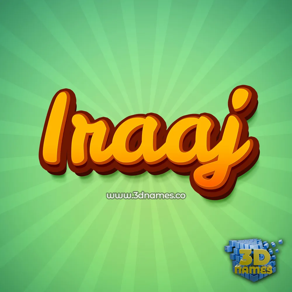 iraaj in Green Rays style - 3D name wallpaper
