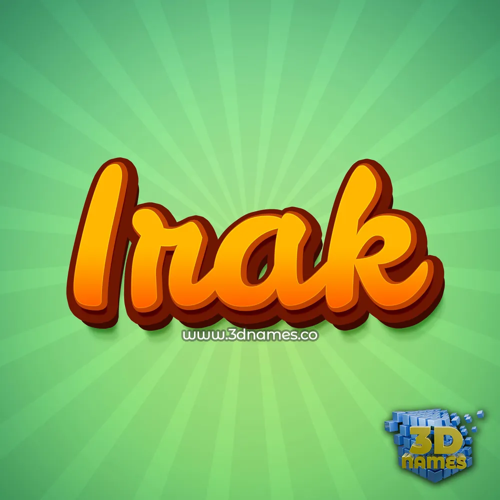 irak in Green Rays style - 3D name wallpaper