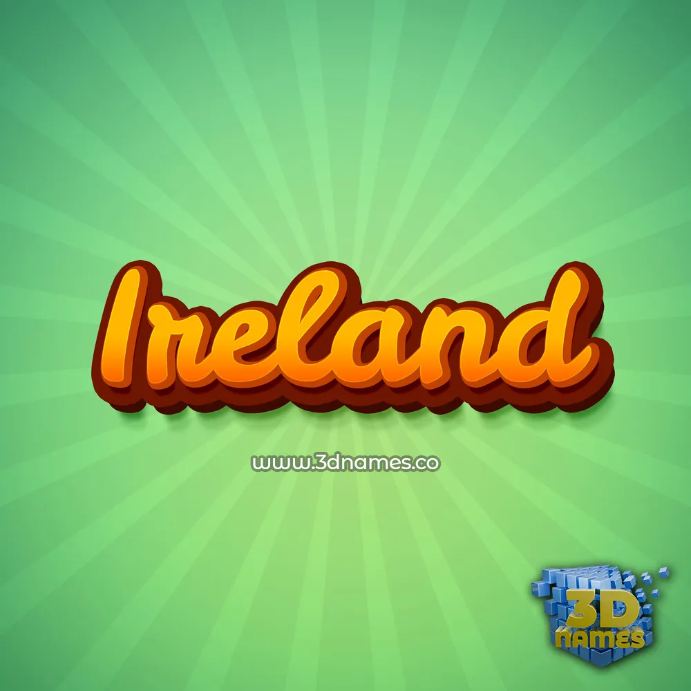 ireland in Green Rays style - 3D name wallpaper
