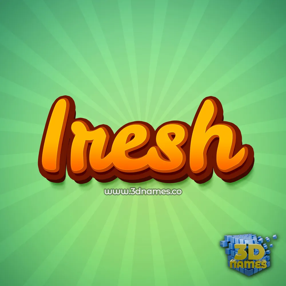 iresh in Green Rays style - 3D name wallpaper