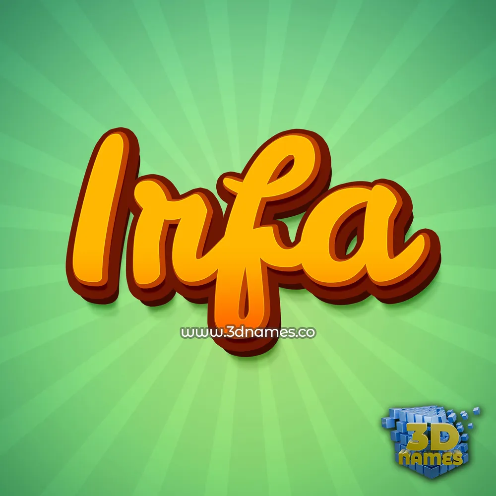irfa in Green Rays style - 3D name wallpaper