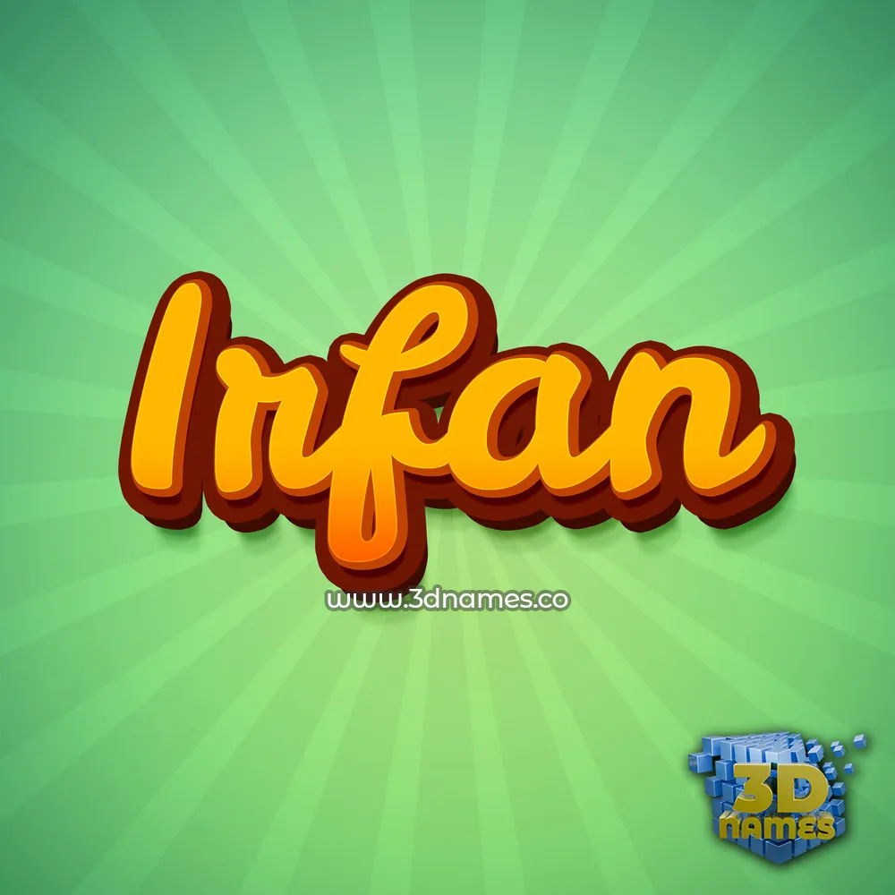 irfan in Green Rays style - 3D name wallpaper