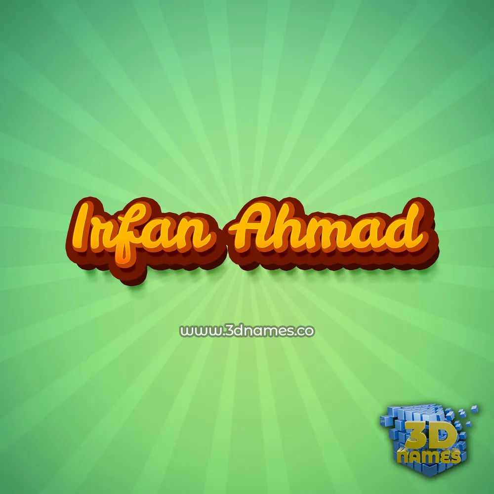 irfan ahmad in Green Rays style - 3D name wallpaper