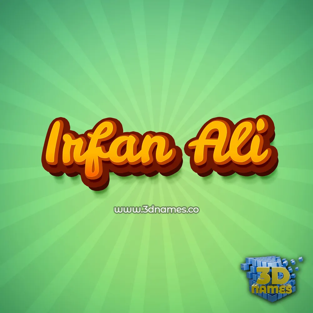 irfan ali in Green Rays style - 3D name wallpaper