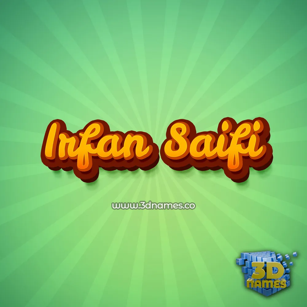 irfan saifi in Green Rays style - 3D name wallpaper