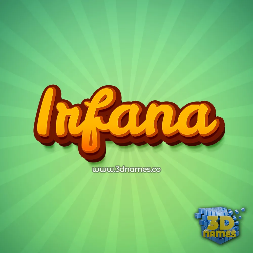 irfana in Green Rays style - 3D name wallpaper